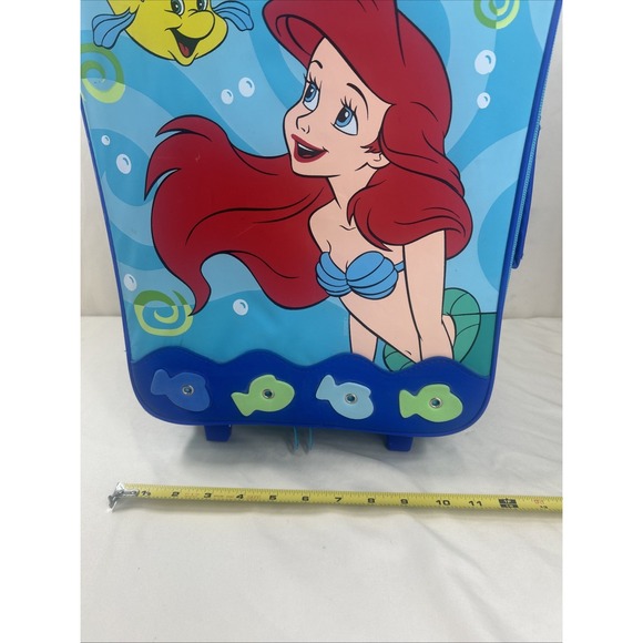Vintage Disney 90s The Little Mermaid Ariel Rolling Suitcase Luggage Flounder - Picture 13 of 14